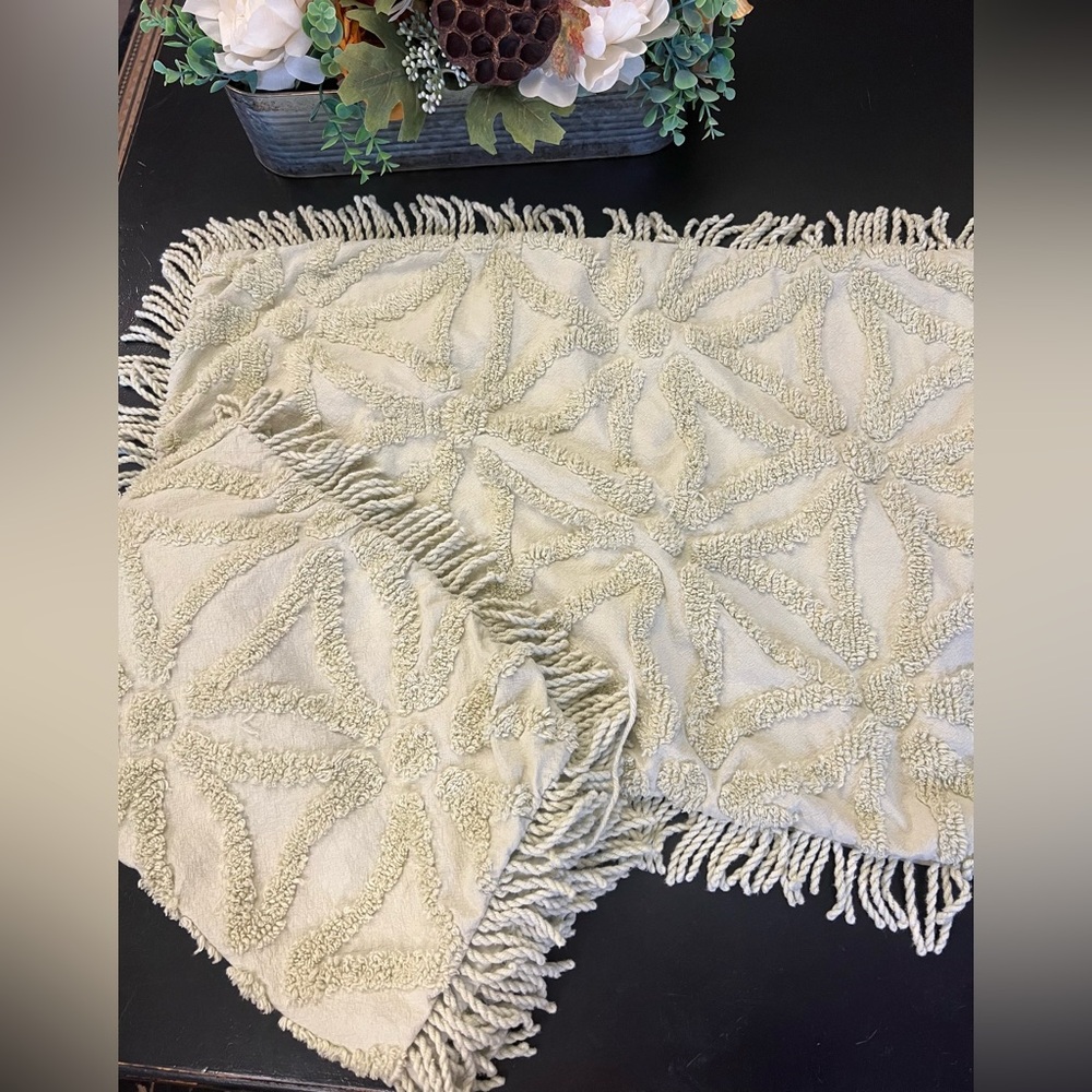 Lamont Home Light‎ Sage Mint Green Chenille King Size Pillow Shams 20” X 36” Set